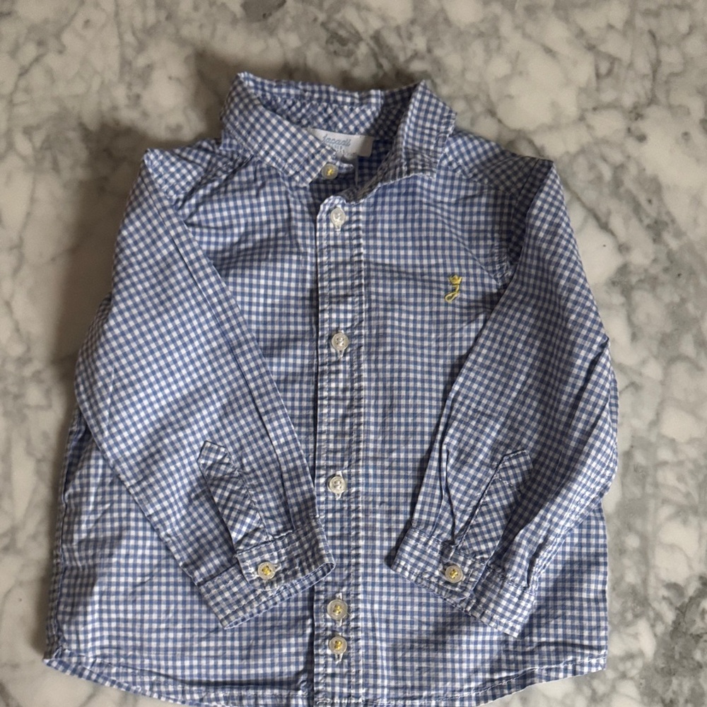 Jacadi Blue Checkered Shirt 12m